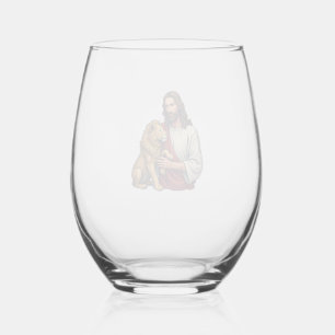 Lion And Lamb Jesus Engraved Faith Shirt 2 Stemless Wine Glass