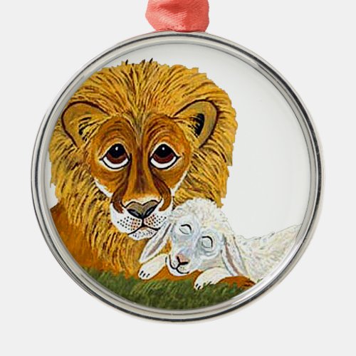 Lion And Lamb Metal Ornament