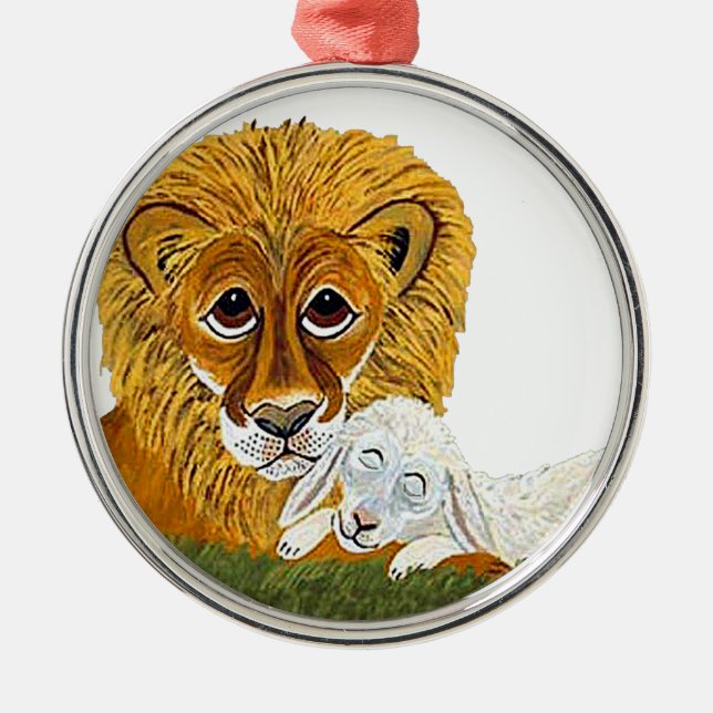 Lion And Lamb Metal Ornament (Front)