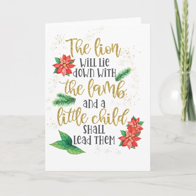Lion and Lamb Peace and Blessings at Christmas Card (Front)