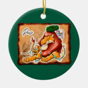LION AND LAMB PEACE by Jeff Willis Art Ceramic Ornament