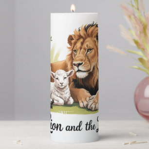 Lion and Lamb Pillar Candle