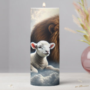 Lion and Lamb Pillar Candle