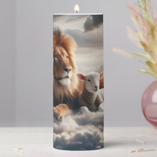 Lion and Lamb Pillar Candle (In Situ)