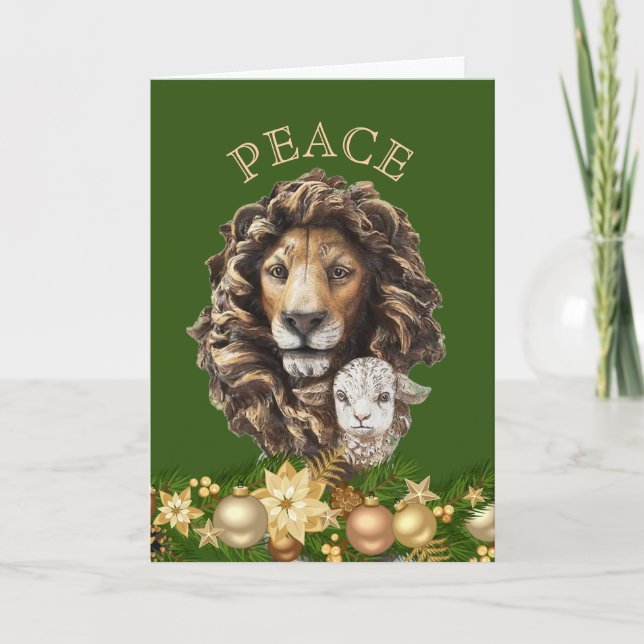 Lion and Lamb Religious Christmas Card (Front)