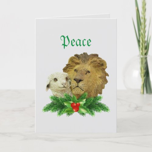 Lion and Lamb Religious Christmas Holiday Card