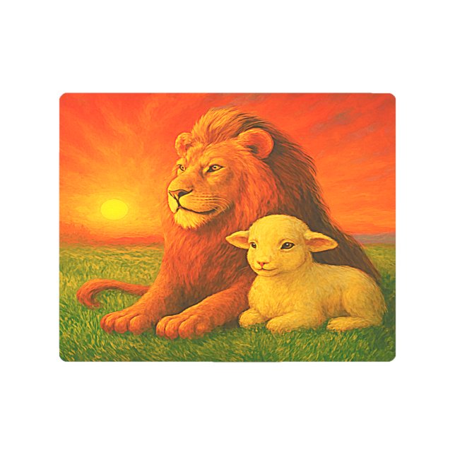 Lion and Lamb Serenity Metal Wall Art (Front)