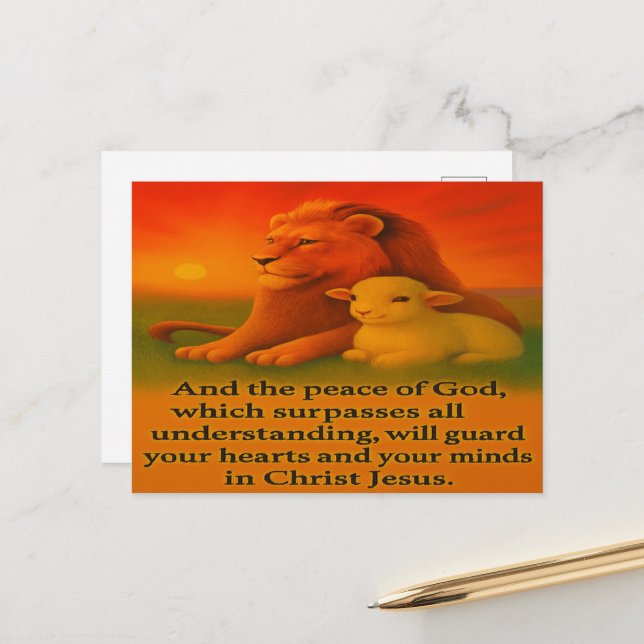 Lion and Lamb Serenity Postcard (Front/Back In Situ)