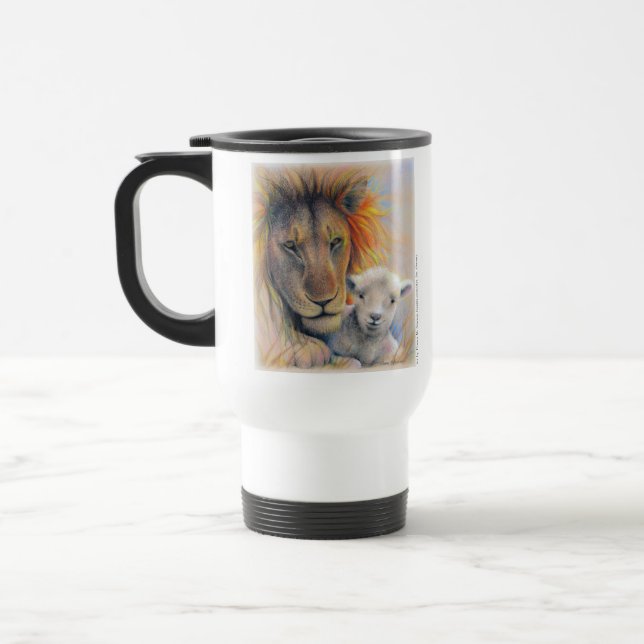 "Lion and Lamb" Traveler Mug (Left)