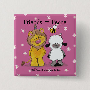 Lion and Lamb True Friends Pinback Button