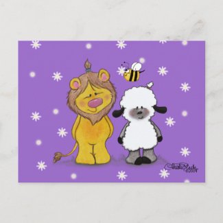 Lion and Lamb True Friends postcard
