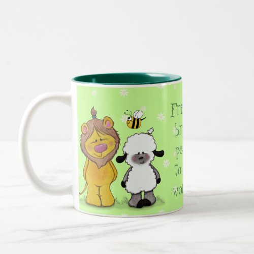 Lion and Lamb True Friends Two_Tone Coffee Mug
