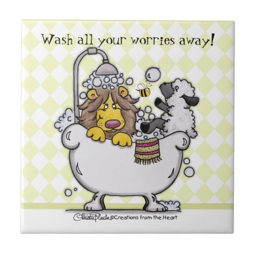 Lion and Lamb_ Wash All Your Worries Away Ceramic Tile