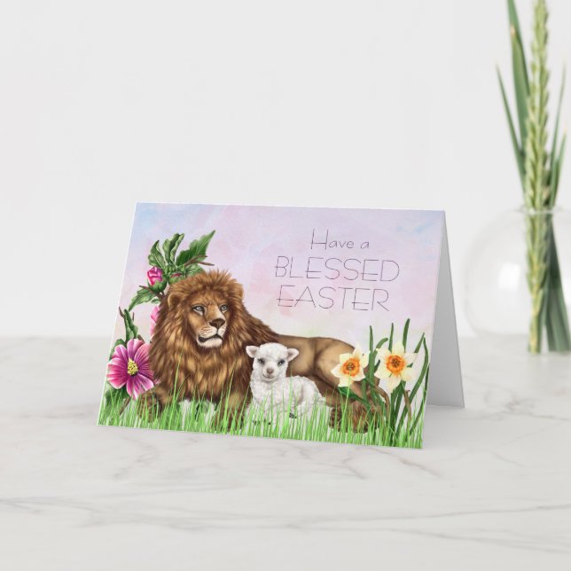 Lion and Lamp Easter Card (Front)
