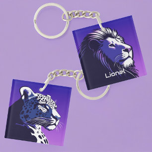 Lion and Leopard of the 80's Keychain