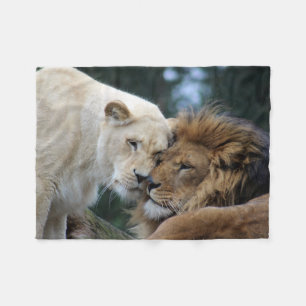 Lion and Lioness Fleece Blanket