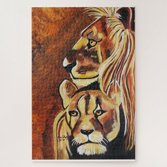 LION AND LIONESS JIGSAW PUZZLE (Vertical)
