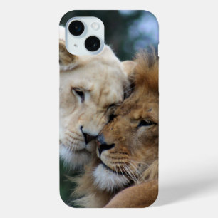 Lion and Lioness Nuzzling iPhone 15 Plus Case