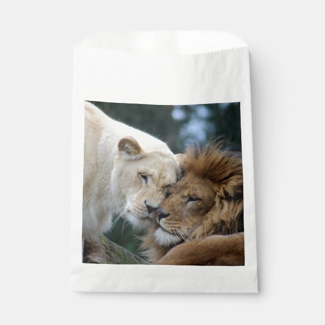 Lion and Lioness Nuzzling Favor Bag (Front)