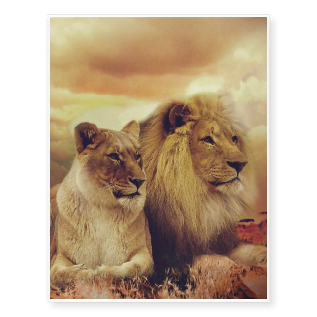 Lion and Lioness Temporary Tattoos (Front)