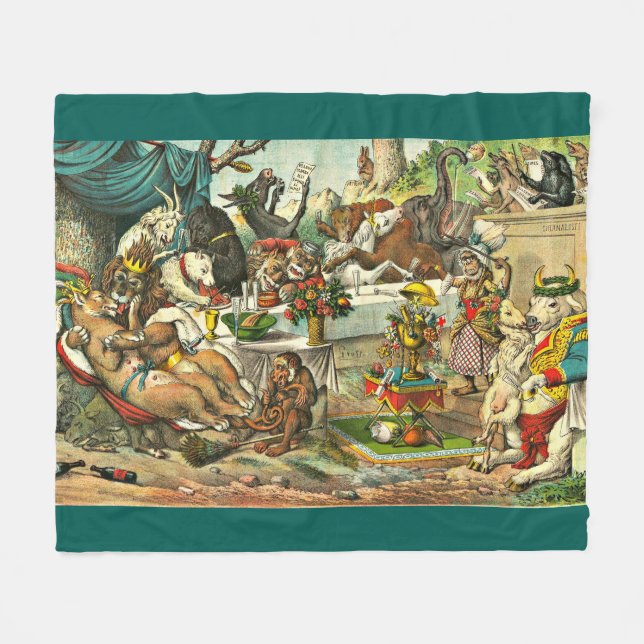 Lion and Lioness wedding print Fleece Blanket (Front (Horizontal))