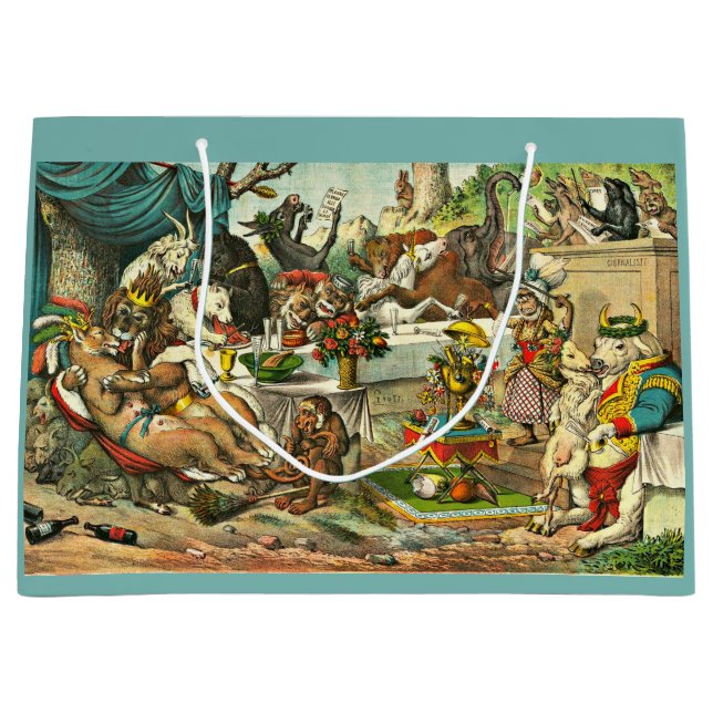 Lion and Lioness wedding print Large Gift Bag (Front)