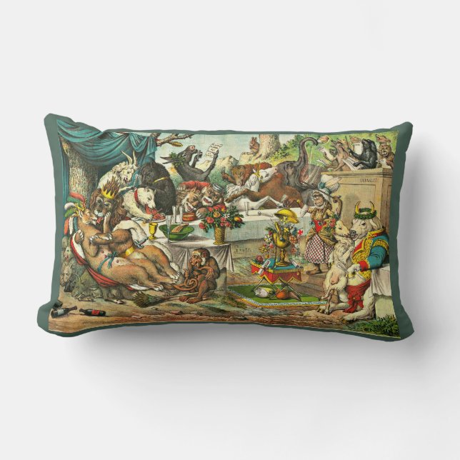 Lion and Lioness wedding print Lumbar Pillow (Front)