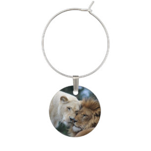 Lion and Lioness Wine Charm