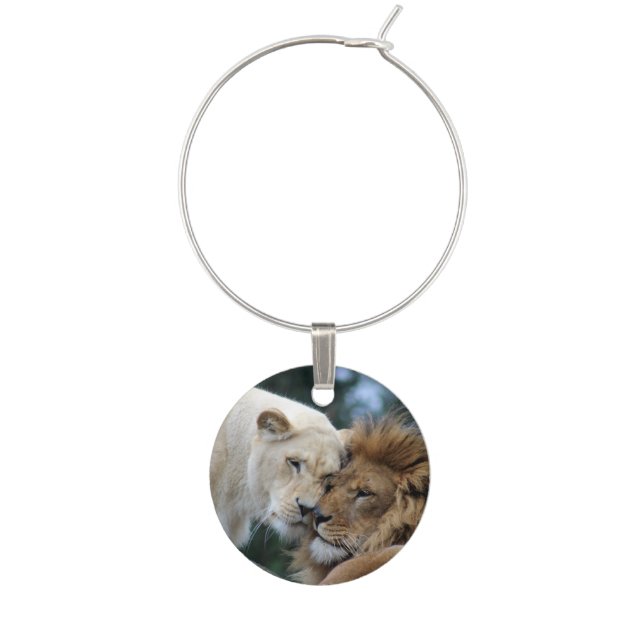 Lion and Lioness Wine Charm (Front)