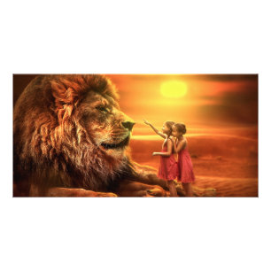 Lion and Little Girls Card
