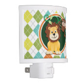 Lion and Monkey on Colorful Argyle Pattern Night Light (Right)