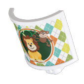 Lion and Monkey on Colorful Argyle Pattern Night Light (Angled)