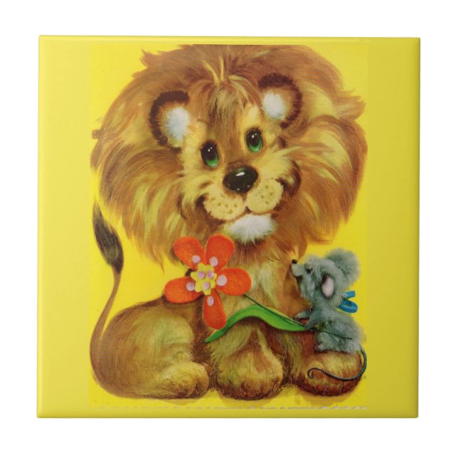 lion and mouse ceramic tile (Front)