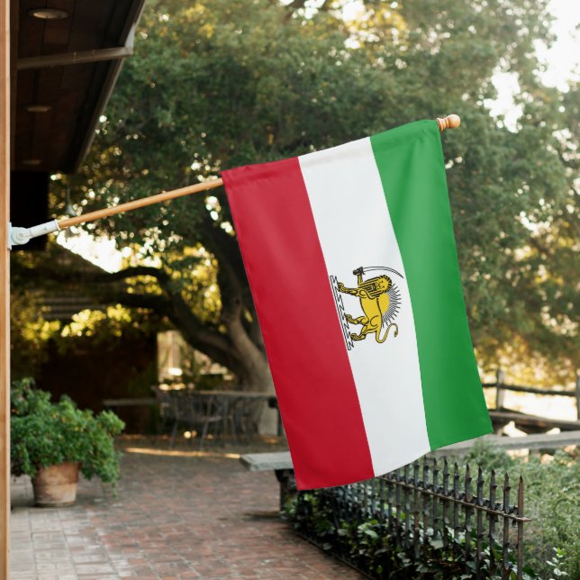 Lion And Sun Flag Of Iran Large Persian House Flag (In SItu)