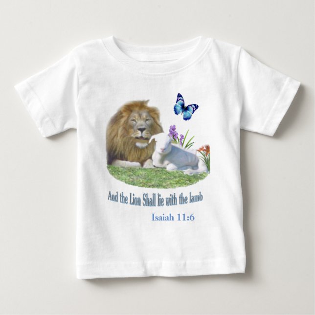Lion and the lamb Bible verse Baby T-Shirt (Front)