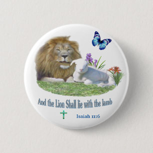 Lion and the lamb Bible verse Button