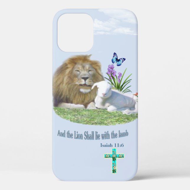 Lion and the lamb Bible verse Case-Mate iPhone Case (Back)