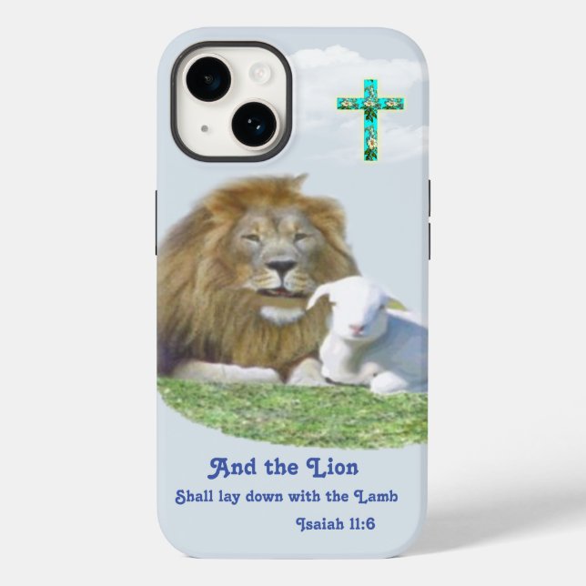 Lion and the lamb Bible verse Case-Mate iPhone Case (Back)