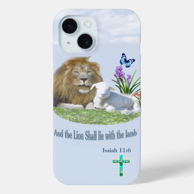 Lion and the lamb Bible verse Case-Mate iPhone Case (Back)