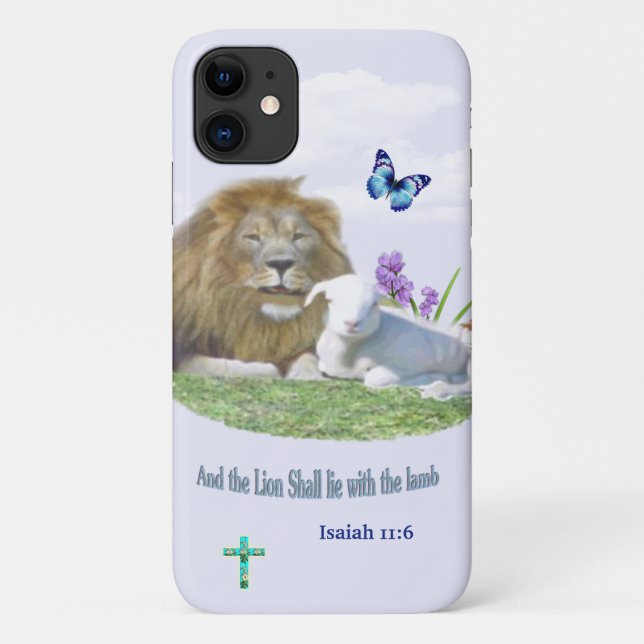 Lion and the lamb Bible verse Case-Mate iPhone Case (Back)
