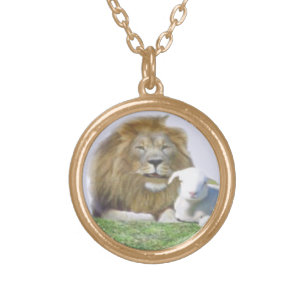 Lion and the lamb Bible verse Gold Plated Necklace