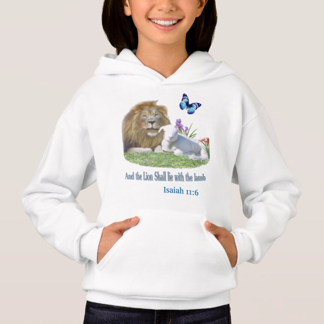 Lion and the lamb Bible verse Hoodie (Front)