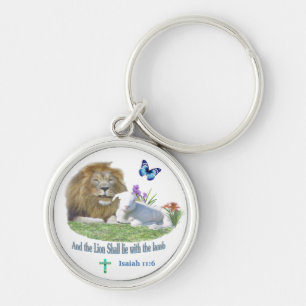 Lion and the lamb Bible verse Keychain