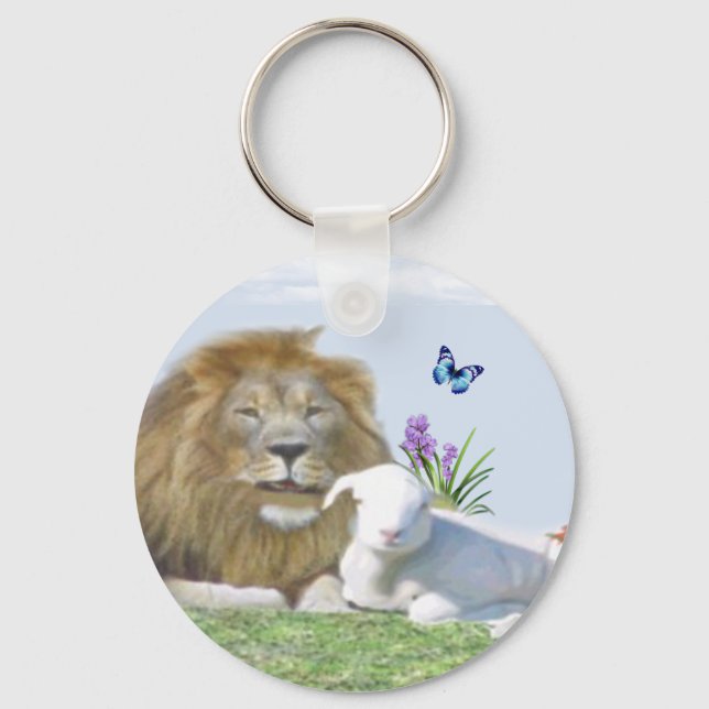 Lion and the lamb Bible verse Keychain (Front)