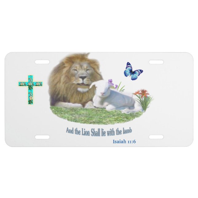 Lion and the lamb Bible verse License Plate (Front)