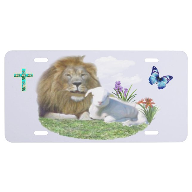 Lion and the lamb Bible verse License Plate (Front)