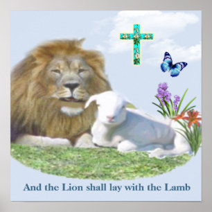 Lion and the lamb Bible verse Poster