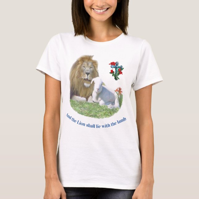 Lion and the lamb Bible verse T-Shirt (Front)