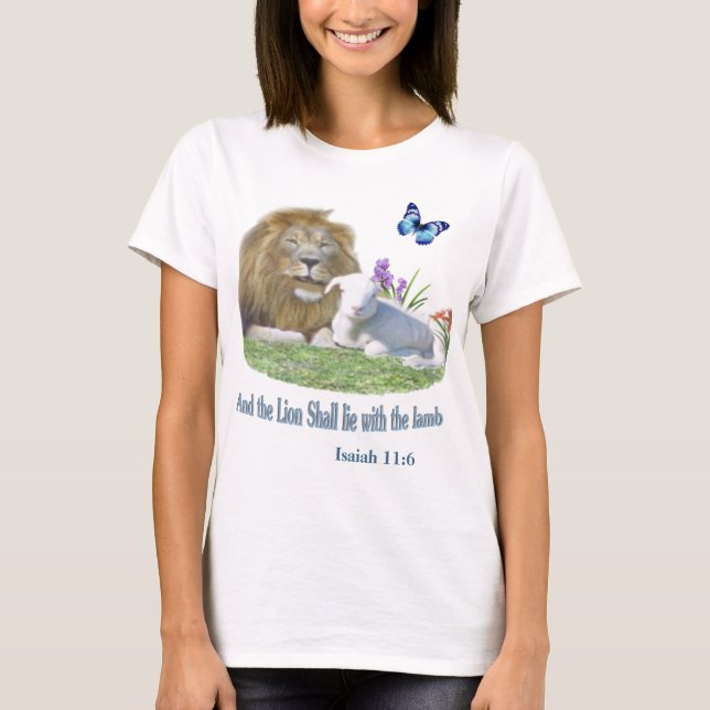 Lion and the lamb Bible verse T-Shirt (Front)