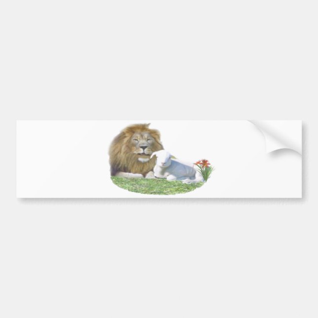 Lion and the Lamb christian art Bumper Sticker (Front)